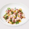 Фото к позиции меню Баварский картофельный салат с колбасками и корнишонами