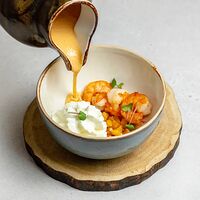 Кукурузный кремовый суп с креветками