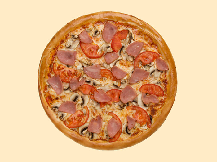 Пицца Ветчина с грибами на тонком тесте