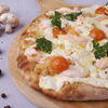 Фото к позиции меню Римская пицца с семгой и креветками