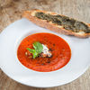 Фото к позиции меню Суп томатный с моцареллой и чиабаттой