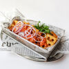 Фото к позиции меню Рёсти с колбасками и томатной сальсой