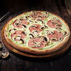 Фото к позиции меню Пицца с ветчиной и грибами на тонком тесте большая