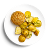 Фото к позиции меню Бифштекс из индейки с картофелем с маслом и укропом