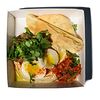 Фото к позиции меню Хумус с баклажаном, томатами и мягко сваренным яйцом