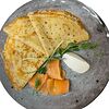 Фото к позиции меню Блинчики с творожным сыром и лососем