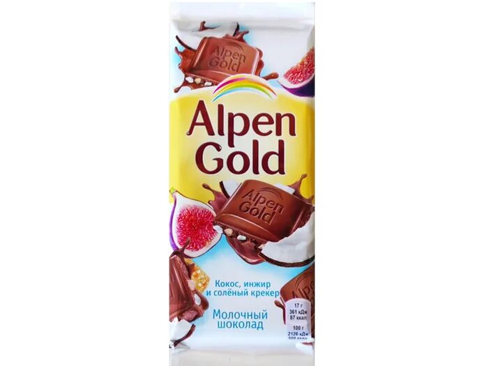 Шоколадная плитка Alpen Gold инжир-кокос-крекер