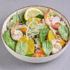Фото к позиции меню Тропический салат с креветками и кальмарами
