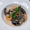 Фото к позиции меню Черные спагетти с морепродуктами