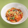 Фото к позиции меню Спагетти Алла норма с баклажанами и томатным соусом