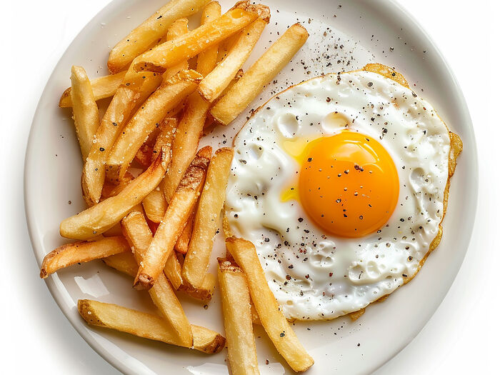 Яйцо с картофелем фри
