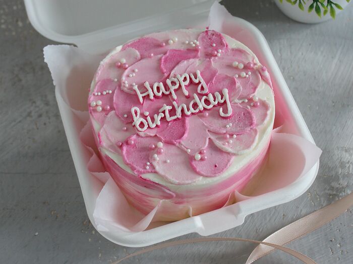 Бенто-торт розовый С днем рождения