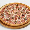Фото к позиции меню Пицца с ветчиной и грибами на классическом тесте