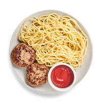 Котлеты домашние со спагетти и кетчупом