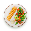 Фото к позиции меню Стейк из лосося с гарниром из свежих овощей