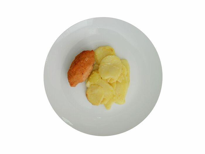 Котлета по-киевски с картофелем запеченным