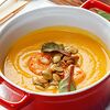 Фото к позиции меню Крем-суп из тыквы с креветками и тыквенными семечками
