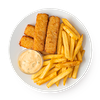 Фото к позиции меню Картофель фри с рыбными палочками и соусом тартар Из Лавки