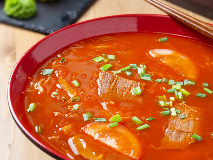 Суп томатный с говядиной (китайский борщ)
