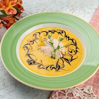 Крем-суп из тыквы с риетом из лосося