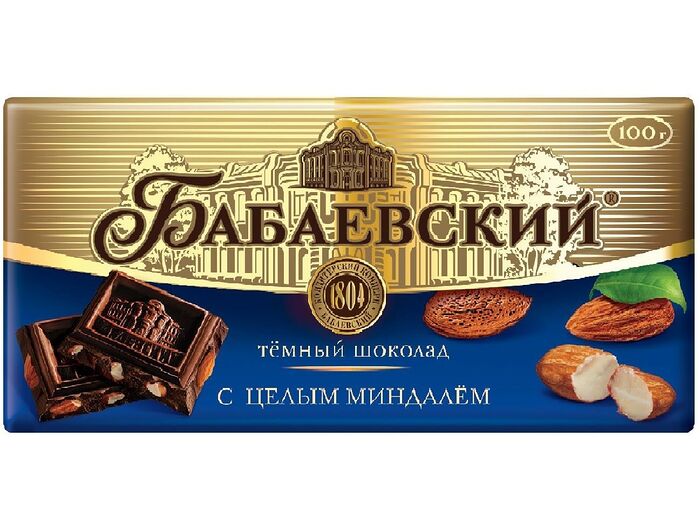 Бабаевский темный шоколад с цельным миндалем