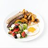 Фото к позиции меню Завтрак по-домашнему с грибами и колбасками