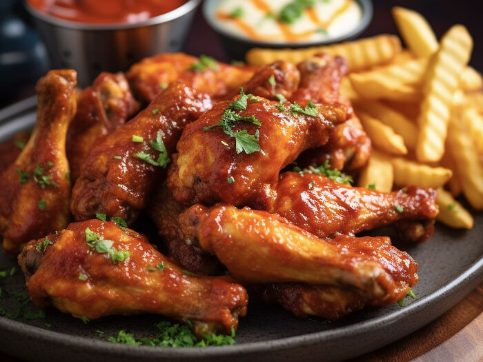 Peri-peri Chicken Wings with chips