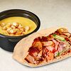 Фото к позиции меню Комбо Пита с курицей и сырный крем-суп с гренками из бекона