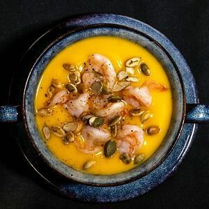 Тыквенный крем суп с креветками