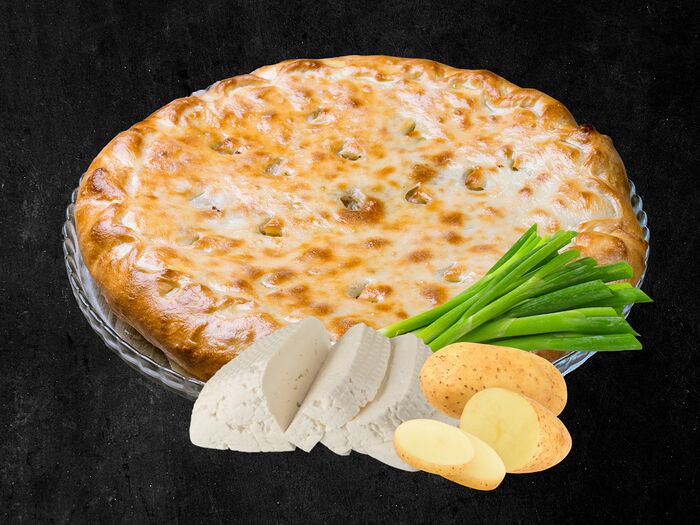 Пирог с картофелем, сыром и зеленым луком