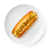 Фото к позиции меню Хот-дог с огуречным релишем, свиной колбаской и медово-горчичным соусом Из Лавки