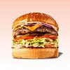 Фото к позиции меню Оригинальный бургер с котлетой из говядины, чеддером и соусом BBQ