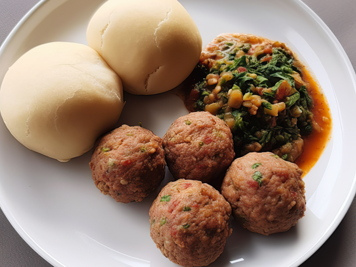 Mince balls with nshima