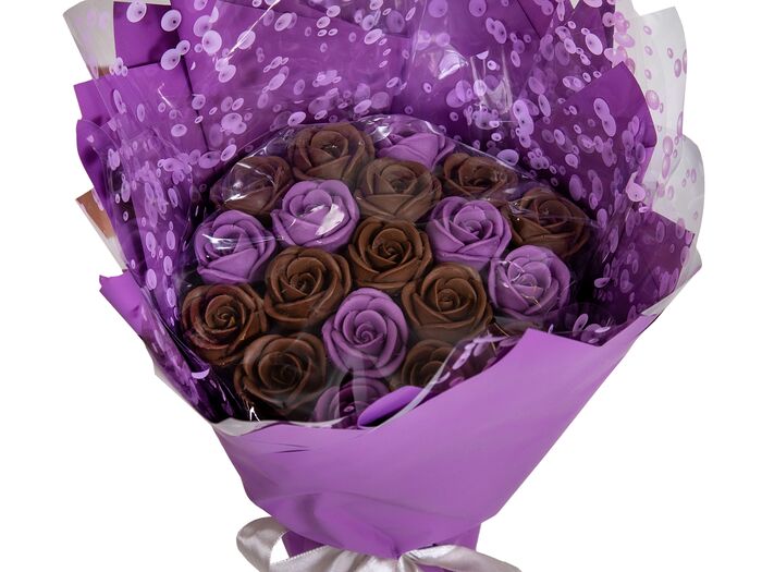 Шоколадные розы букет №4 (фиолетовые)