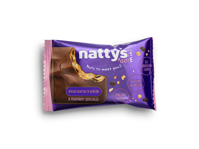 Nattys Mini Crispy с арахисом, карамелью и изюмом