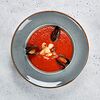 Фото к позиции меню Итальянский томатный суп с морепродуктами