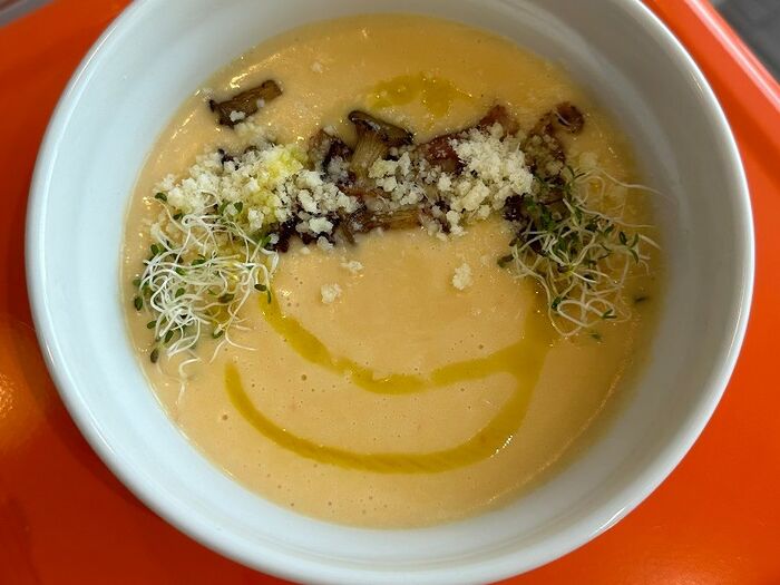 Сырный крем-суп с беконом и грибами