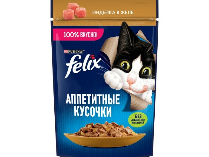 Корм для кошек Felix с индей в желе 75г