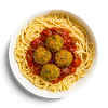 Фото к позиции меню Овощные фрикадельки в томатном соусе со спагетти