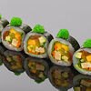 Фото к позиции меню Ролл сашими из лакедры, японского омлета и маринованных овощей