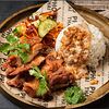 Фото к позиции меню Курица в панировке с рисом и азиатским соусом
