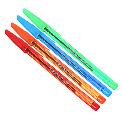 Clipstudio ручка шариковая синяя, цветной прозрачный корпус, 1 мм, 4 цвета корпуса, инд.маркировка