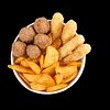 Фото к позиции меню Саб бокс Картофельные дольки, сырные палочки, фрикадельки из индейки