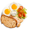 Фото к позиции меню Завтрак с курицей, салатом и творожным сыром