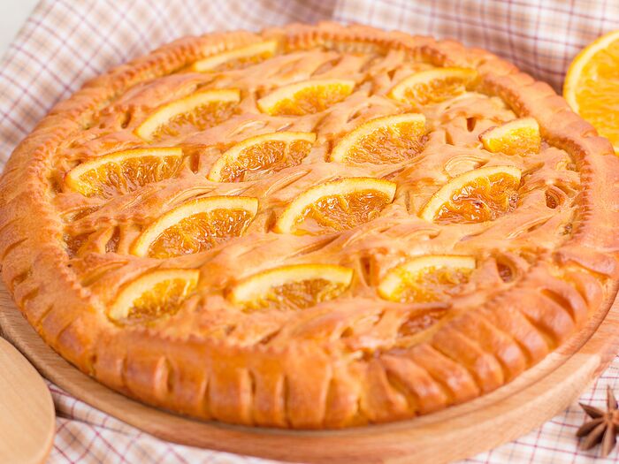 Пирог с апельсинами и манго