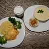 Фото к позиции меню Сырный суп, горбуша с картофелем
