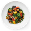 Фото к позиции меню Теплый салат из овощей с грибами и кедровыми орешками