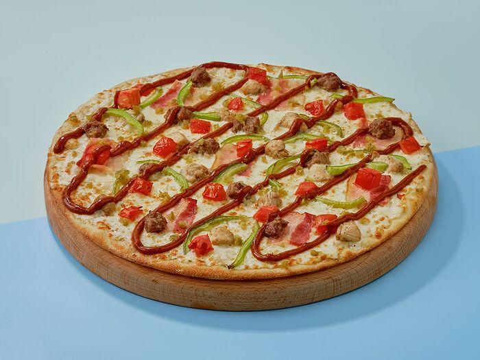 Пицца Суприм-барбекю 30 см на тонком тесте