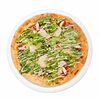Фото к позиции меню Пицца Цезарь с фирменным соусом, листьями салата и индейкой
