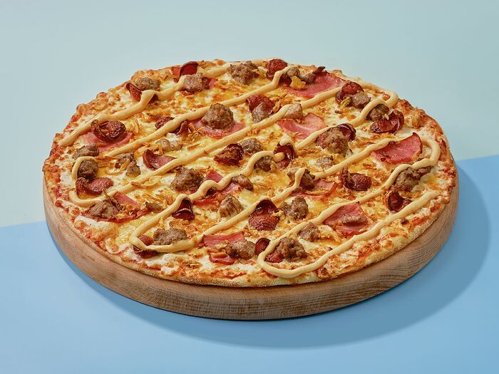 Пицца Супермясная на тонком тесте 30 см